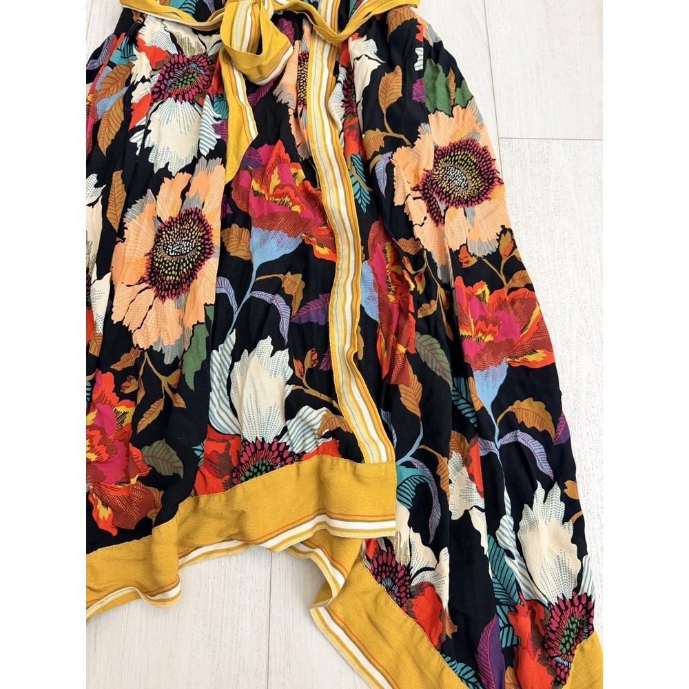 Maeve By Anthropologie Botanical Floral Faux Wrap Handkerchief Dress Sz 12 - Picture 2 of 10